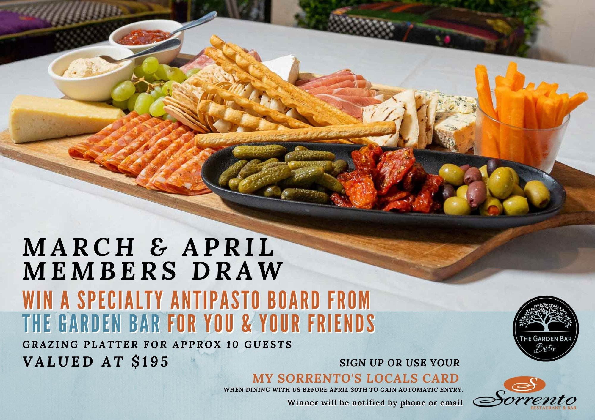 March-April My Sorrento's Members Draw Website Graphic March-April My Sorrento Members Draw Info