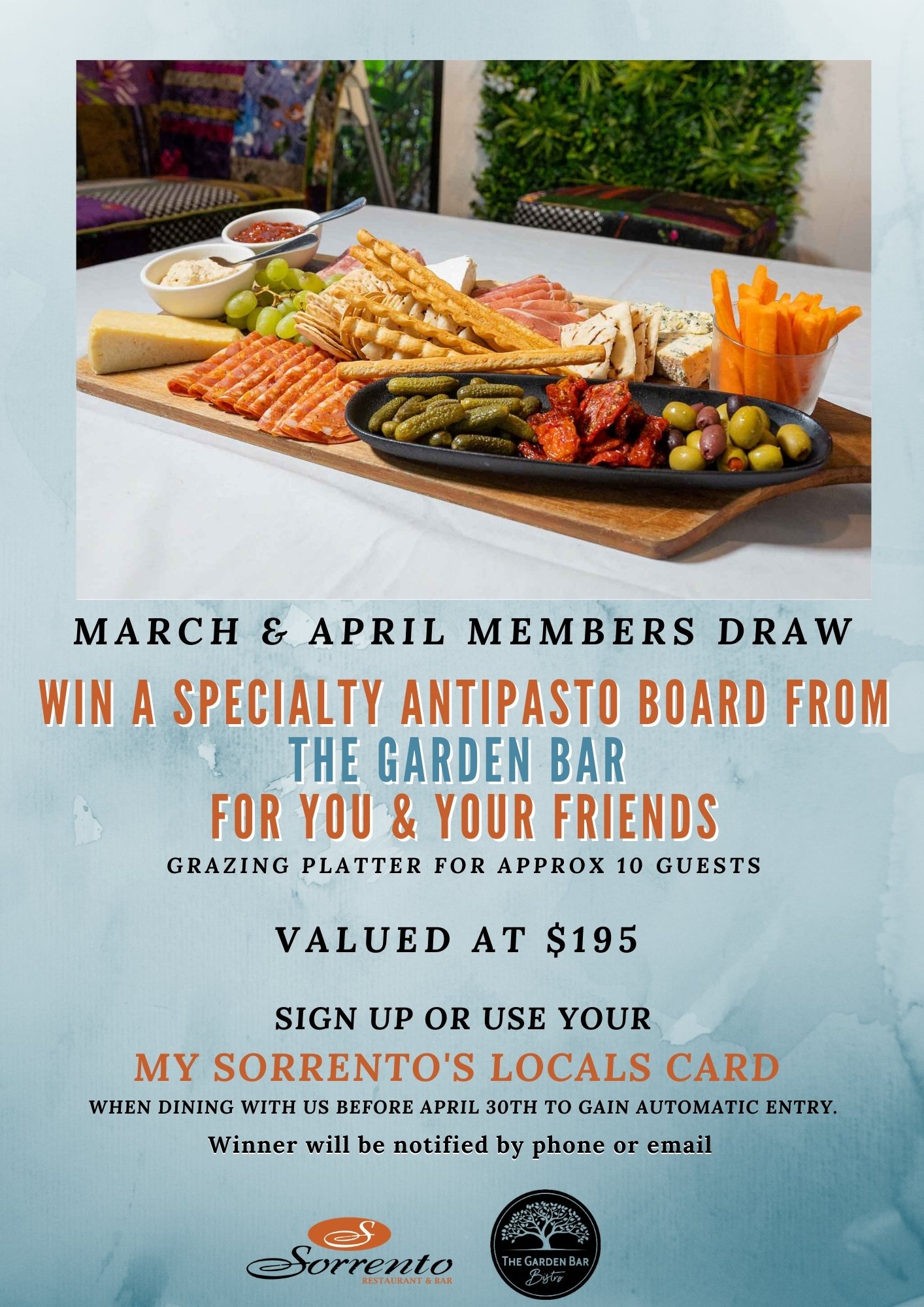 Sorrento Restaurant and Bar-March - April Member Draw 2026