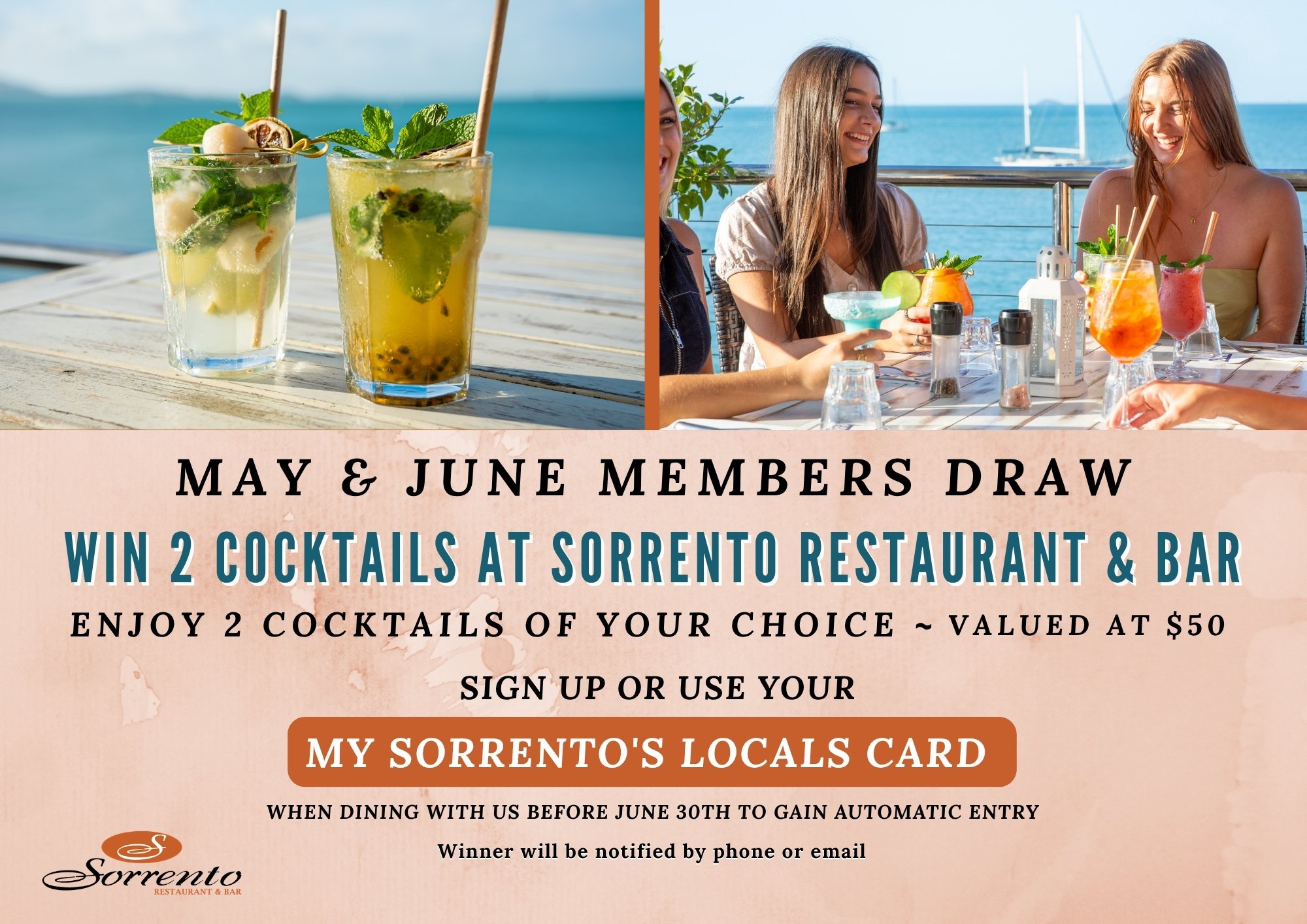 May - June my sorrento locals member draw information graphic